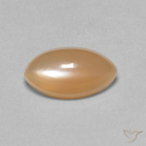 1.61ct Натуральный Перскиково-оранжевый Лунный камень, Маркиза, Полупрозрачный