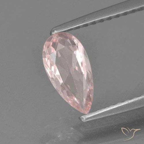 0.58ct Натуральный Светло-розовый разных оттенков Морганит, Форма груши, VVS-VS