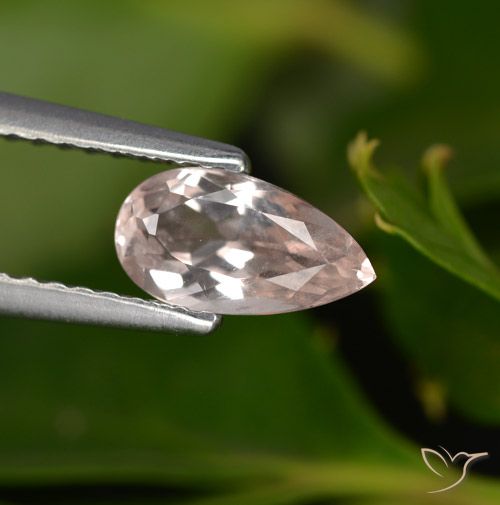 0.74ct Натуральный Средний розовый Морганит, Форма груши, VVS-VS