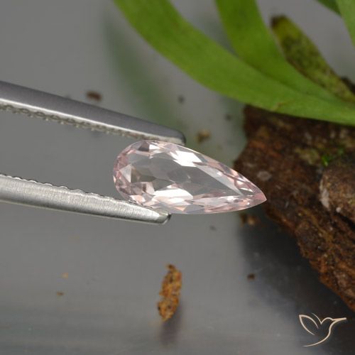 0.44ct Натуральный Светло-розовый Морганит, Форма груши, VVS-VS
