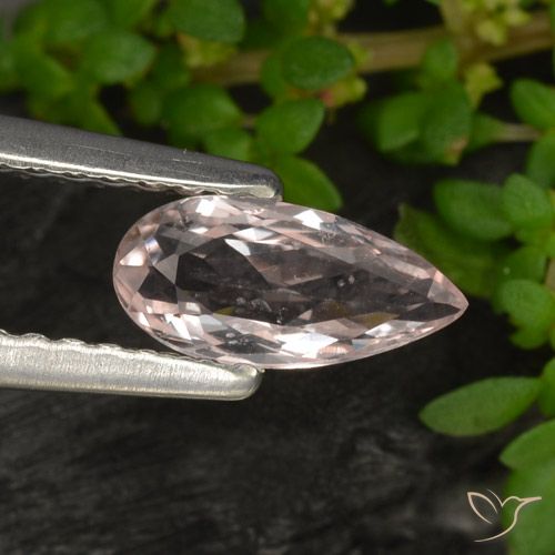 0.47ct Натуральный Средний розовый Морганит, Форма груши, Чистота VS