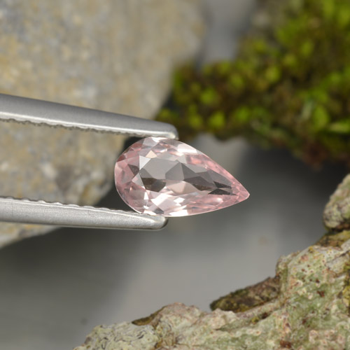 0.47 карата, натуральный Фламинго Розовый Морганит, Форма груши, VVS-VS