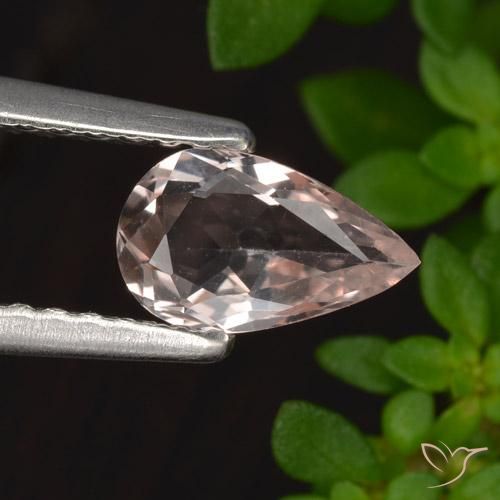 0.48ct Натуральный Средний розовый Морганит, Форма груши, Чистота VVS