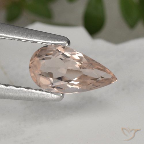 0.49ct Натуральный Оранжево-розовый Морганит, Форма груши, VVS-VS