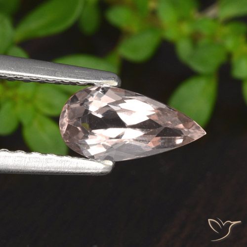 0.56ct Натуральный Средний розовый Морганит, Форма груши, VVS-VS