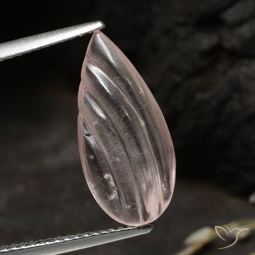 3.05ct Натуральный Кораллово-розовый тон Морганит, Форма груши, Прозрачный