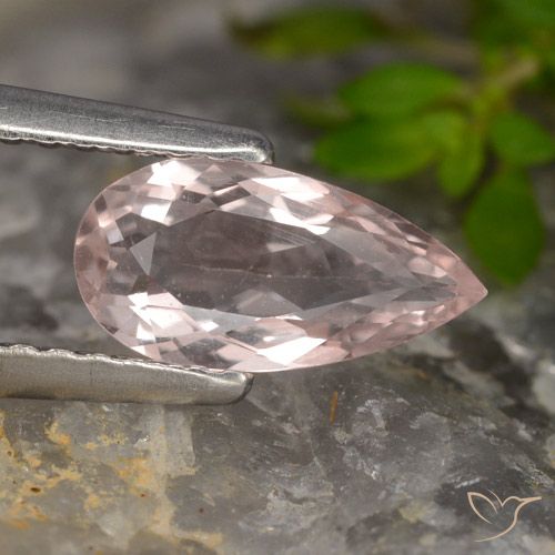 0.73ct Натуральный Средний розовый Морганит, Форма груши, VVS-VS