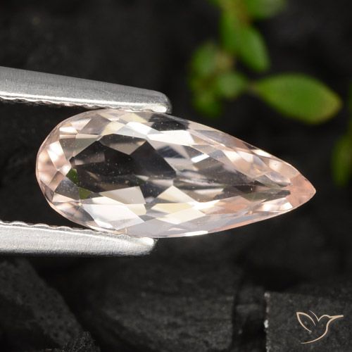 0.78ct Натуральный Оранжево-розовый Морганит, Форма груши, VVS-VS