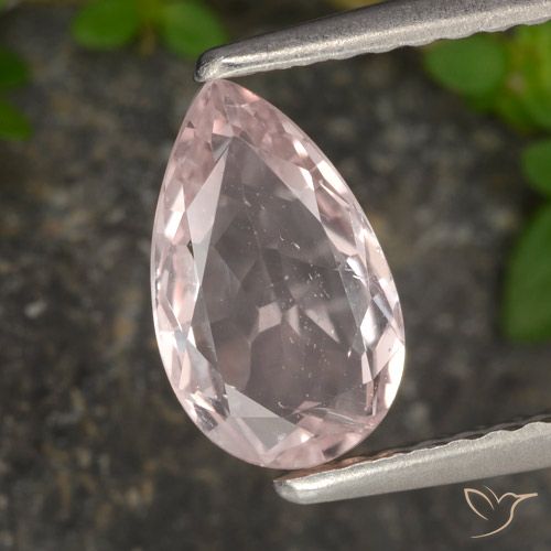 0.99ct Натуральный Фламинго Розовый Морганит, Форма груши, Чистота VS
