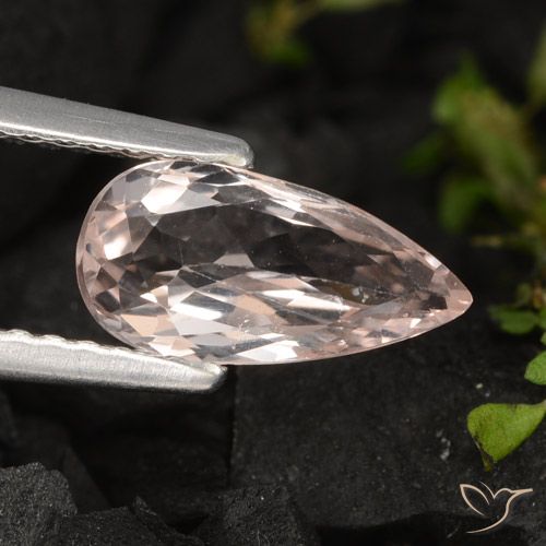 0.94ct Натуральный Оранжево-розовый Морганит, Форма груши, VVS-VS