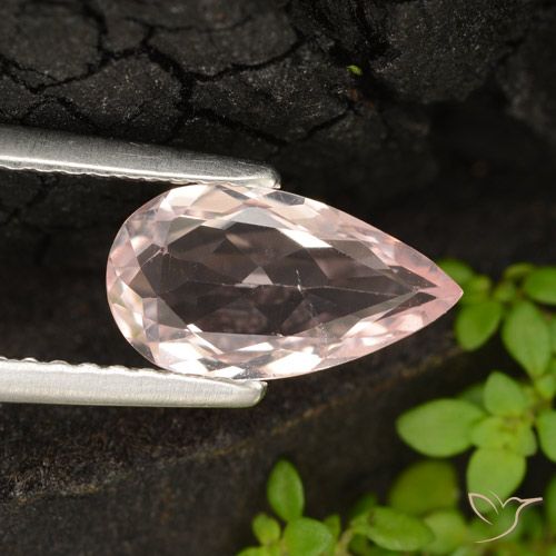 0.98ct Натуральный Фламинго Розовый Морганит, Форма груши, VVS-VS