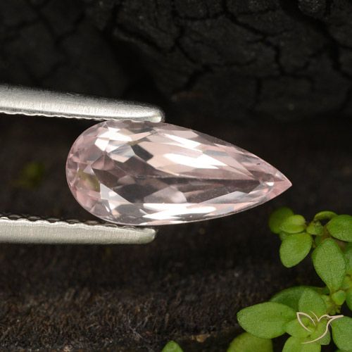 0.87ct Натуральный Светло-розовый Морганит, Форма груши, VVS-VS