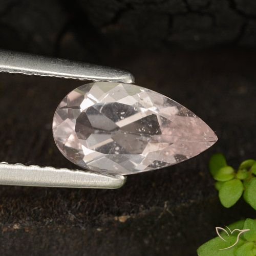 0.88ct Натуральный Средний розовый Морганит, Форма груши, Чистота VS
