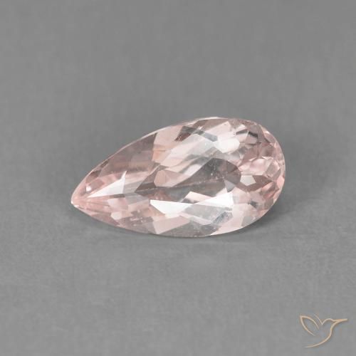 1.00ct Натуральный Фламинго Розовый Морганит, Форма груши, VVS-VS