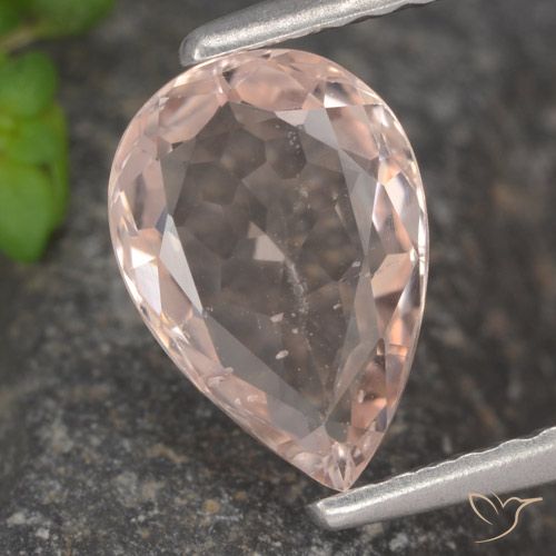 1.22ct Натуральный Средний розовый Морганит, Форма груши, Чистота VS