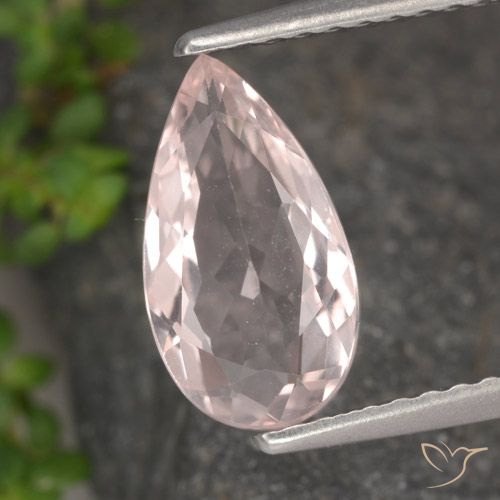 1.18ct Натуральный Светло-розовый Морганит, Форма груши, Чистота VVS