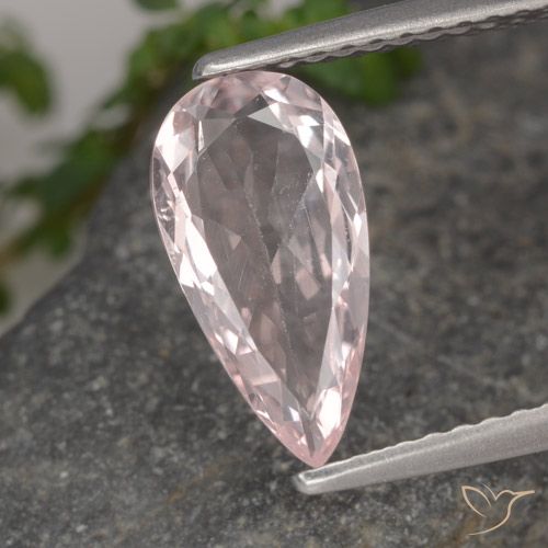 1.10ct Натуральный Фламинго Розовый Морганит, Форма груши, VVS-VS