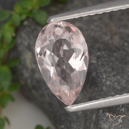 1.02ct Натуральный Фламинго Розовый Морганит, Форма груши, VVS-VS