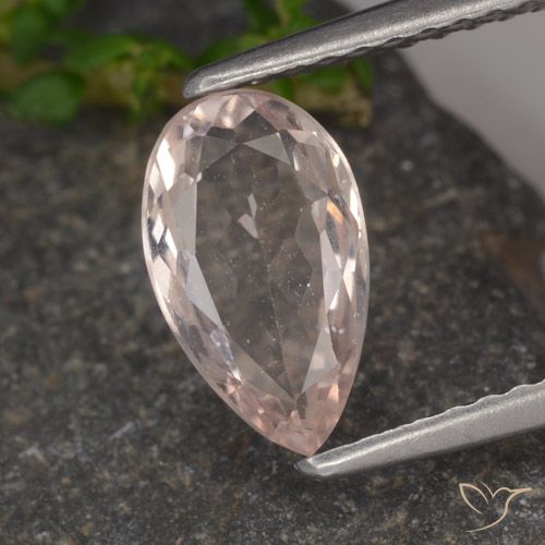1.02ct Натуральный Светло-розовый Морганит, Форма груши, Чистота VS