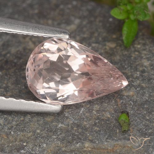 1.01ct Натуральный Светло-розовый Морганит, Форма груши, Чистота VS