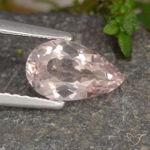 1.01ct Натуральный Средний розовый Морганит, Форма груши, VVS-VS