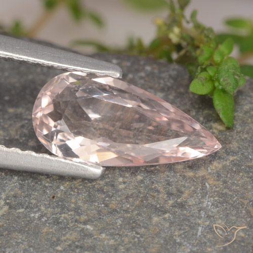 1.04ct Натуральный Средний розовый Морганит, Форма груши, Чистота VVS