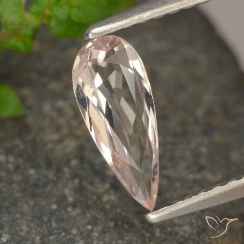 0.56ct Натуральный Оранжево-розовый Морганит, Форма груши, Чистота VVS
