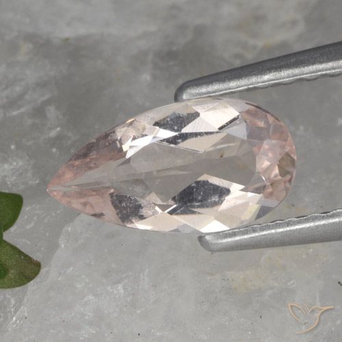 0.64ct Натуральный Кораллово-розовый тон Морганит, Форма груши, VVS-VS