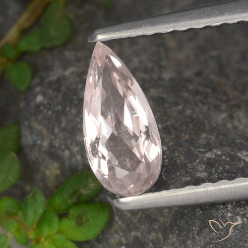 0.48ct Натуральный Средне-светло-розовый Морганит, Форма груши, VVS-VS