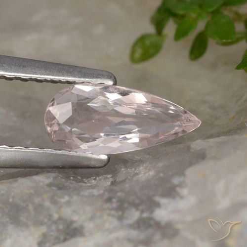 0.59ct Натуральный Кораллово-розовый тон Морганит, Форма груши, Чистота VVS