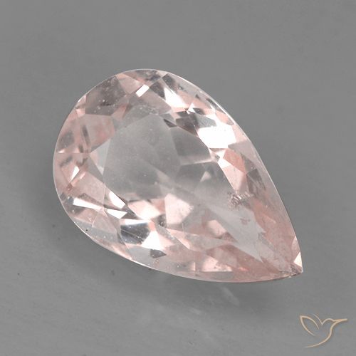 0.78ct Натуральный Светло-кораллово-розовый Морганит, Форма груши, Чистота VS