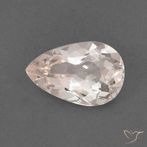 1.37ct Натуральный Средне-светло-розовый Морганит, Форма груши, Чистота VS
