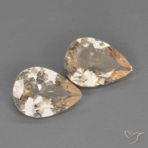 1.39 карата, натуральный Light Neutral Orange Морганит, Форма груши, Чистота VS