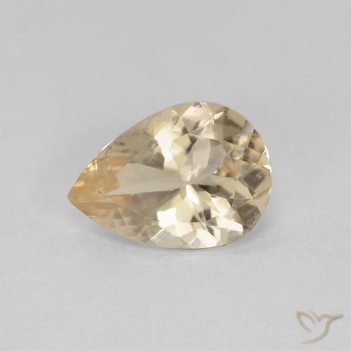 0.76ct Натуральный Светло-золотистый Морганит, Форма груши, VVS-VS