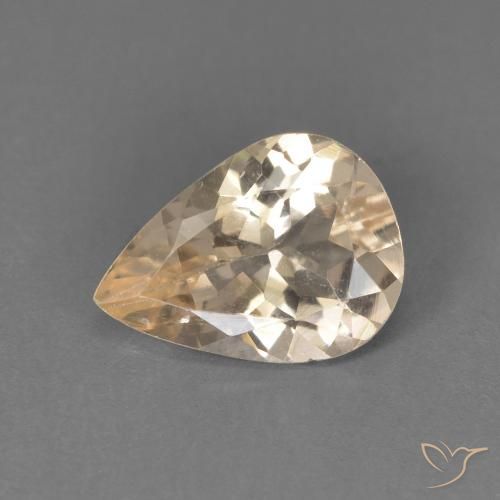0.89ct Натуральный Светло-оранжевый Морганит, Форма груши, VVS-VS