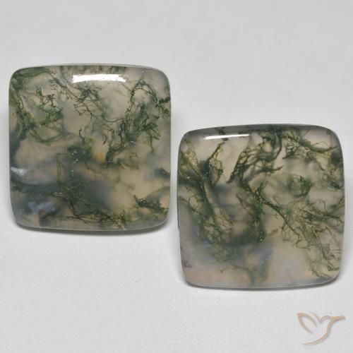 24.59 карата, натуральный Многоцветный Моховой агат, Квадрат, Прозрачный