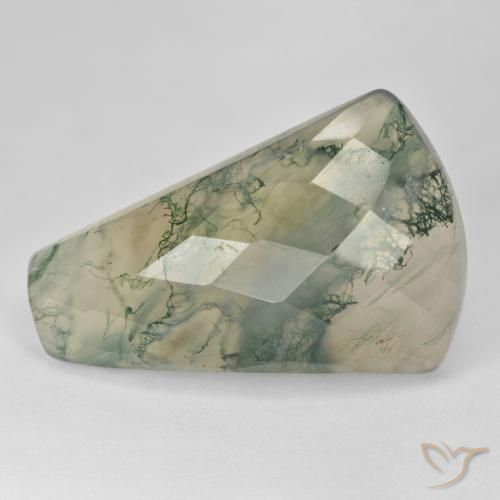 39.72ct Натуральный Светло-зеленый Моховой агат, Огранка Багет, Полупрозрачный