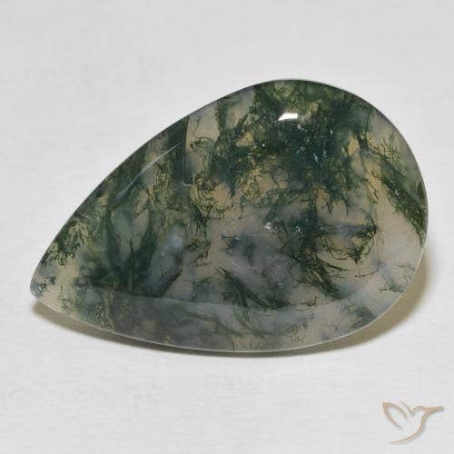 24.87ct Натуральный Многоцветный Моховой агат, Форма груши, Непрозрачный