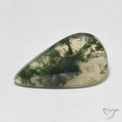 10.69ct Натуральный Многоцветный Моховой агат, Форма груши, Полупрозрачный