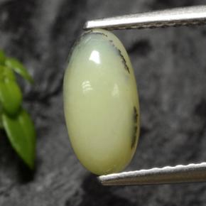 Натуральный желтый дендрит моховой опал 1,12 карата огранка овал, полупрозрачный