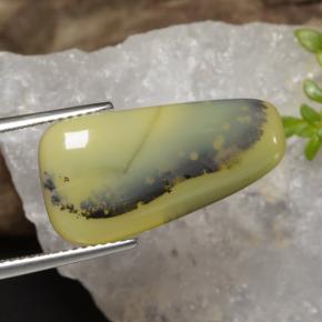 8.75 карата, натуральный Желтый Дендрит Опал Мосс, Необычная форма, Полупрозрачный