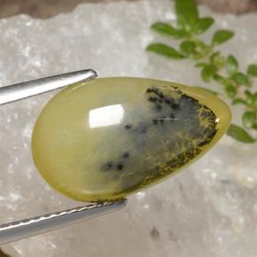 4.60 карата, натуральный Желтый Дендрит Опал Мосс, Форма груши, Полупрозрачный