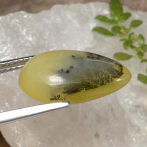 4.60 карата, натуральный Желтый Дендрит Опал Мосс, Форма груши, Полупрозрачный