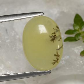 2.39 карата, натуральный Желтый Дендрит Опал Мосс, Огранка Овал, Полупрозрачный