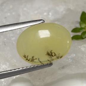 2.39 карата, натуральный Желтый Дендрит Опал Мосс, Огранка Овал, Полупрозрачный