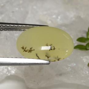 2.39 карата, натуральный Желтый Дендрит Опал Мосс, Огранка Овал, Полупрозрачный