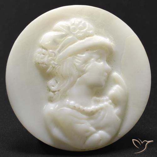 15.21 карата, натуральный жемчужно-белый Перламутр, Огранка Круг, Непрозрачный