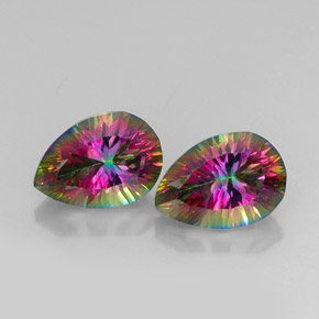  карата, натуральный Радужный верх Мистический кварц, Форма груши, Чистота VVS