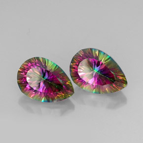  карата, натуральный Радужный верх Мистический кварц, Форма груши, Чистота VVS