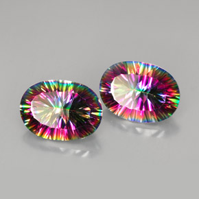  карата, натуральный Радужный верх Мистический кварц, Огранка Овал, VVS-VS